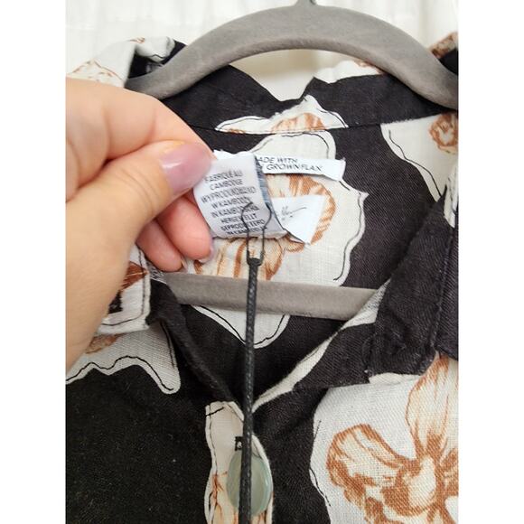 Nicolle Miller 100% linen Flax black white novelty clam shell print M Resort NWT - Picture 4 of 9